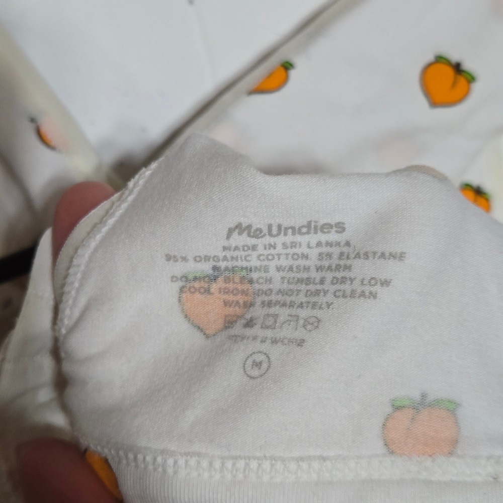 MeUndies Plunge Bralette Peach Medium Organic Cotton Fruit Print Comfort Stretch - Picture 3 of 6